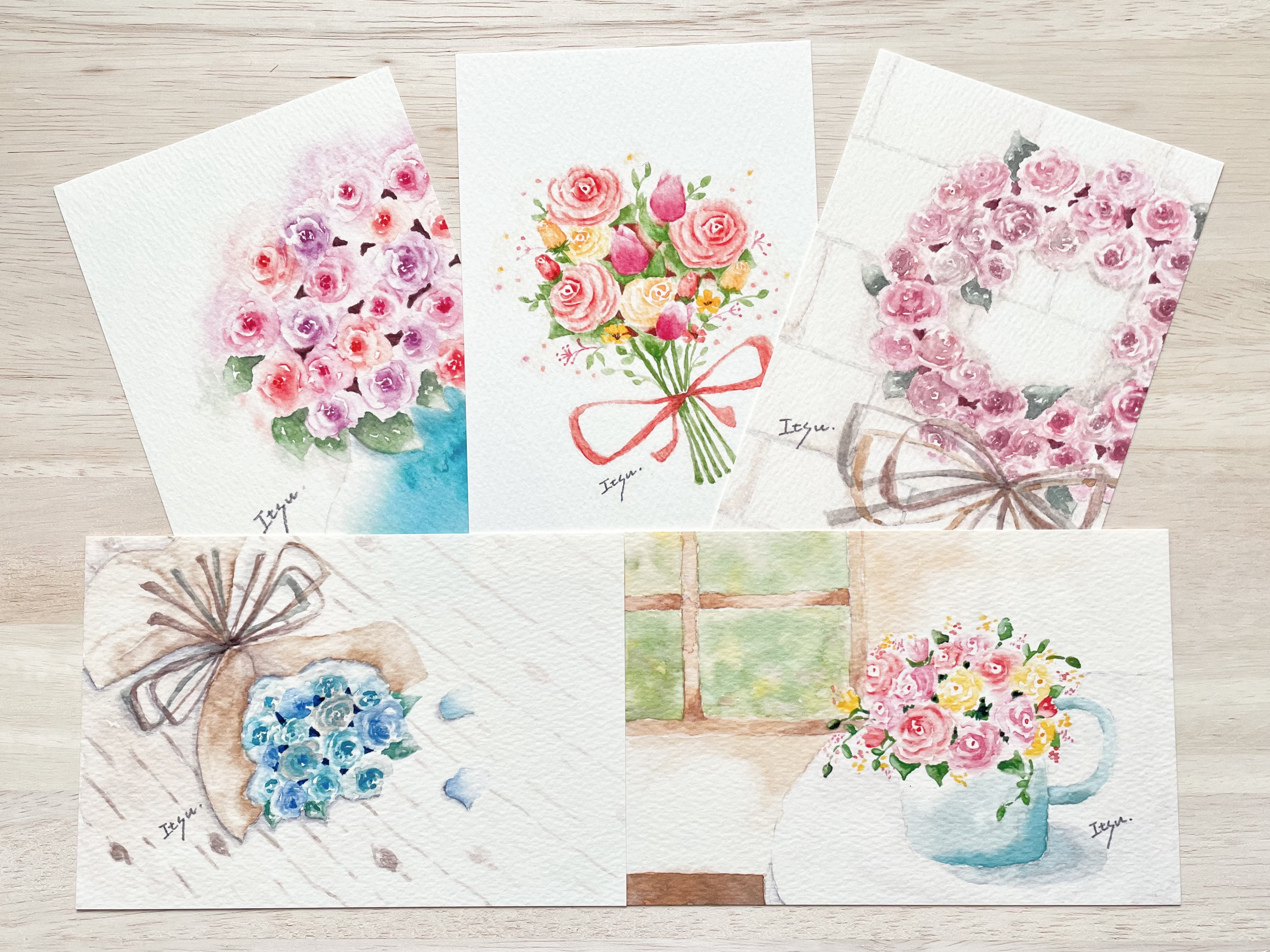 イラスト本 　紙袋 和音ハカ ポストカード 水色のバラ クリアポスター