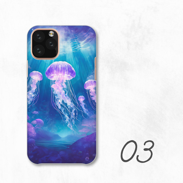 水母藍藝術水下神聖霓虹燈智慧型手機保護殼相容於所有型號後背式硬殼 NLFT-HARD-a366 第5張的照片