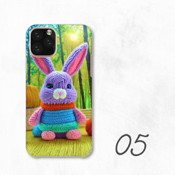 生肖兔毛絨玩具針織紗智慧型手機保護殼相容於所有型號後背式硬殼NLFT-HARD-a375 第7張的照片