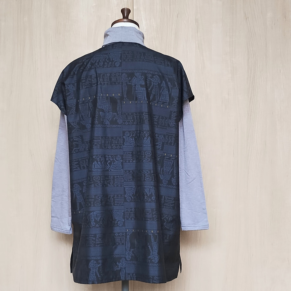 着物リメイク　大島紬のチュニック　異国の風 4枚目の画像