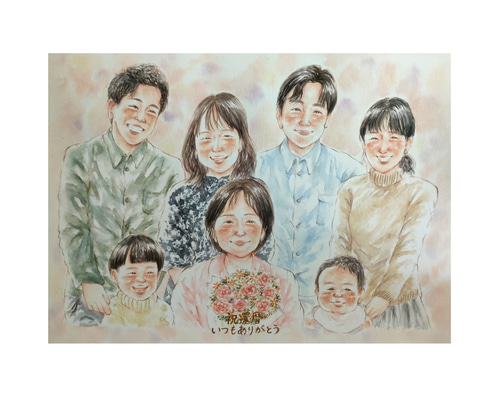 似顔絵オーダー　A4サイズ　9名様　還暦祝い　10月26まで 似顔絵オーダー A4サイズ 9名様 還暦祝い 10月26まで