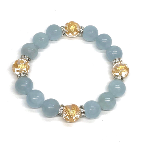 12mm 縁起物★だるま リビアン アクアマリン 水晶★ブレス 天然石 パワー 12mm 縁起物☆だるま リビアン アクアマリン 水晶☆ブレス