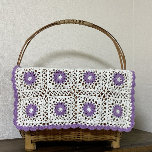 かぎ針編み】お花モチーフのマルチカバー🧶ダイソーLufty