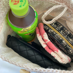 麻紐肩掛けバッグ（ミント×イエローライン） 7枚目の画像