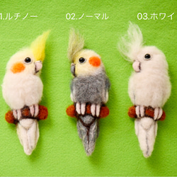 ふわふわオカメインコの羊毛フェルトブローチ　＊受注製作＊ 2枚目の画像