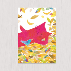 ポストカード2枚セット　赤い猫と青い鳥「ハルとソラ」No.2022-10 5枚目の画像