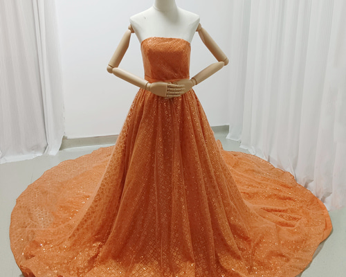 【値下げ】カラードレス オレンジ グリッター 9号 値下げ】カラードレス オレンジ グリッター 9号 値下げ】カラー