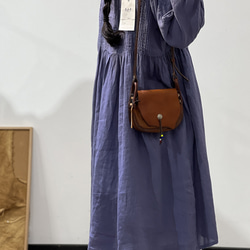 人気・リネン・麻ワンピース・春カラー・デザインのワンピース・プリーツがゆったりロングスカート 9枚目の画像