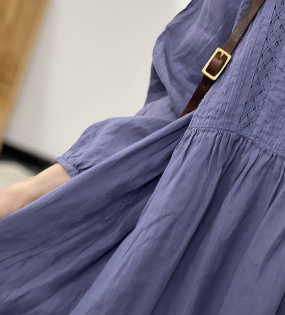 人気・リネン・麻ワンピース・春カラー・デザインのワンピース・プリーツがゆったりロングスカート 11枚目の画像