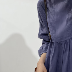 人気・リネン・麻ワンピース・春カラー・デザインのワンピース・プリーツがゆったりロングスカート 5枚目の画像