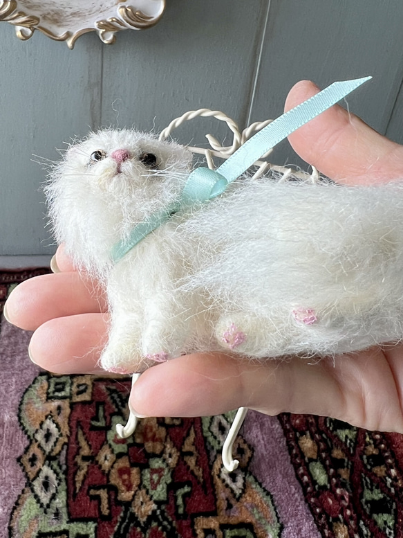 ペルシャ猫のお人形/手のひらサイズの猫/白い猫ペルシャ 8枚目の画像