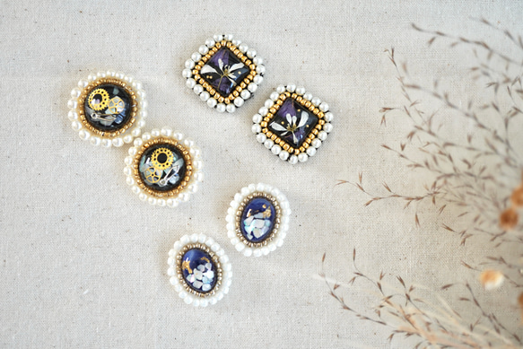 【classica┊︎思慮の森】揺れない ビーズ刺繍 大人可愛い 5枚目の画像