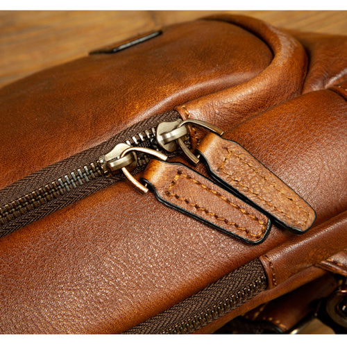 手鞣し本革ボディバッグ 大容量復古牛革ウエストポーチ ボディバッグ