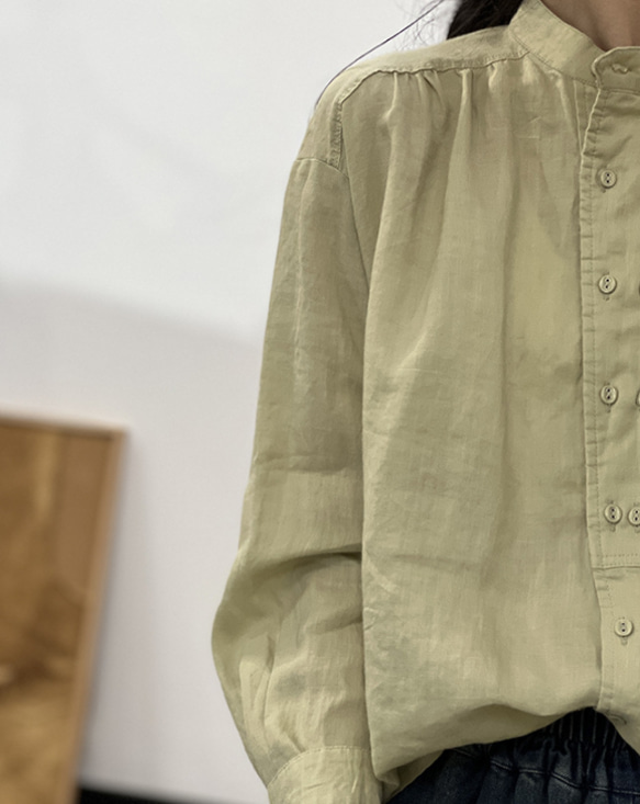 シングルブレスト薄手のシャツ・シンプル綿シャツ・コットンブラウス・トーブス・夏 6枚目の画像
