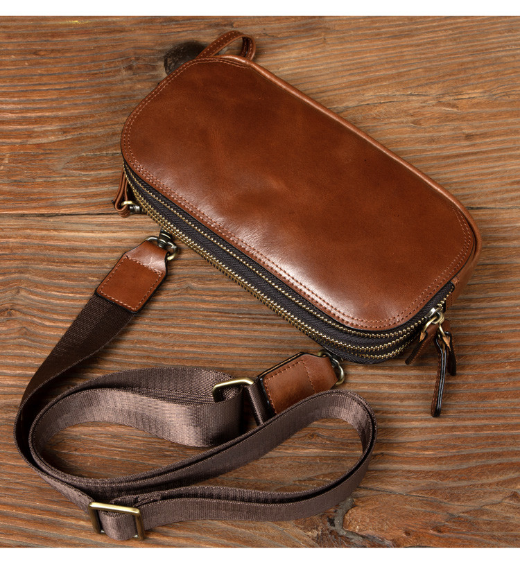 男性用復古牛革クラッチバッグ 本革ボディバッグ