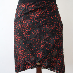 バレエ　ラップスカート[赤小花・ブラック48-129]X150Bredflower 11枚目の画像
