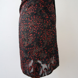 バレエ　ラップスカート[赤小花・ブラック48-129]X150Bredflower 4枚目の画像