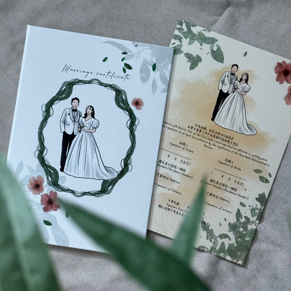 【客製化禮物】客製化結婚書約(含書約夾)  婚禮小物似顏繪 - 結婚書約 第2張的照片