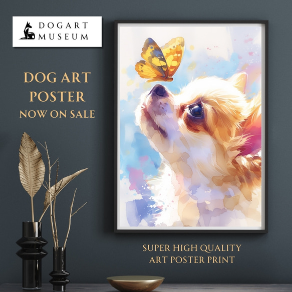 蝶犬戯舞 - チワプー犬の子犬 No.2】春・蝶・子犬・アートポスター・犬
