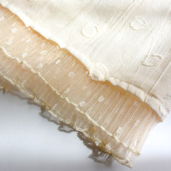 【受注制作】プリーツチュール裾の立体ドット柄コットンワッシャー加工ストール アイボリー 13枚目の画像