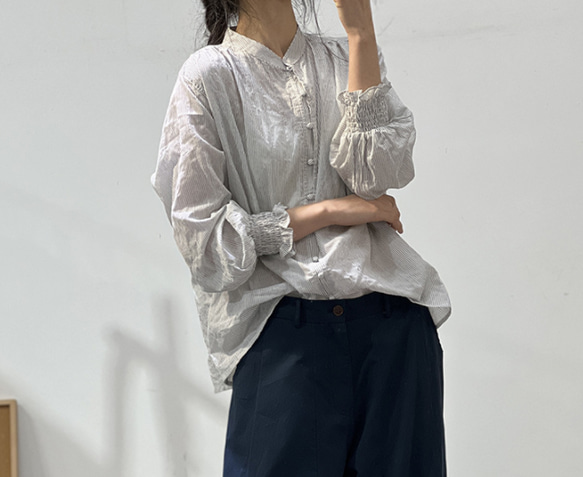 人気・品質リネンシャツ・シンプル麻シャツ・ブラウス・トーブス・夏 6枚目の画像