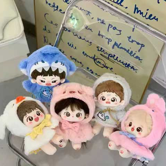 10/15/20cm着せ替えぬいぐるみ服 動物マント 9種類 耳付き 着せ替え