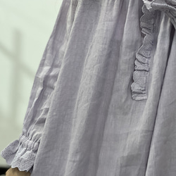 人気・リネン・麻ワンピース・春カラー・デザインのワンピース・プリーツがゆったりロングスカート 10枚目の画像