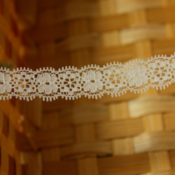 日本製５ｍ！ラッセルレース　オフホワイト　幅1.4cm両山小花柄　ピコが可愛い [7433　オフ白] 2枚目の画像