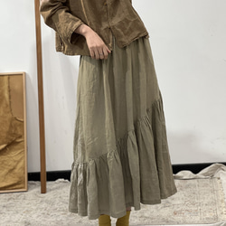 人気・リネンミニスカートを振り回す・ ミディアムスカート・春カラー・全４色・麻スカート 7枚目の画像