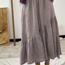 人気・リネンミニスカートを振り回す・ ミディアムスカート・春カラー・全４色・麻スカート 9枚目の画像