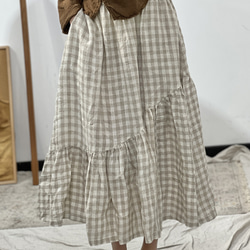 人気・リネンミニスカートを振り回す・ ミディアムスカート・春カラー・全４色・麻スカート 1枚目の画像
