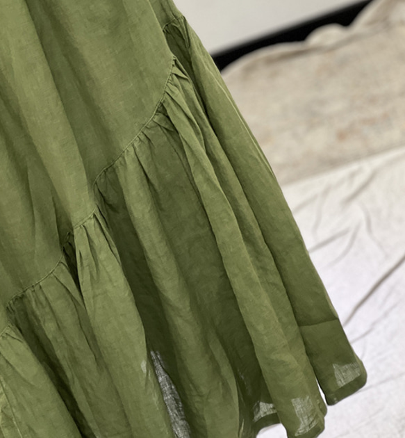 人気・リネンミニスカートを振り回す・ ミディアムスカート・春カラー・全４色・麻スカート 4枚目の画像