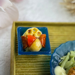 ミニチュアフード アジフライ定食 煮物 花見 和食 ドールハウス小物 8枚目の画像