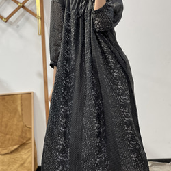 人気・リネン・麻ワンピース・春カラー・デザインのワンピース・プリーツがゆったりロングスカート 7枚目の画像