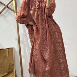 人気・リネン・麻ワンピース・春カラー・デザインのワンピース・プリーツがゆったりロングスカート 12枚目の画像