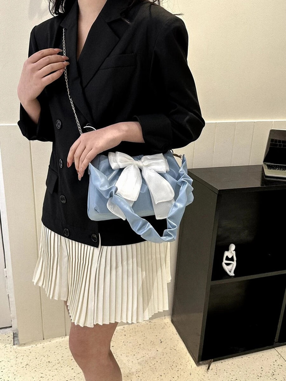 バゲットバッグ ショルダーバッグ 日常通勤 リボン装飾 可愛い レディース女子会 7枚目の画像