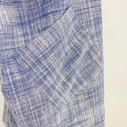 【遠州織り】四角いビッグプルオーバー チュニック 薄手 半袖 ポケット オーガニックコットン 白紺 6枚目の画像