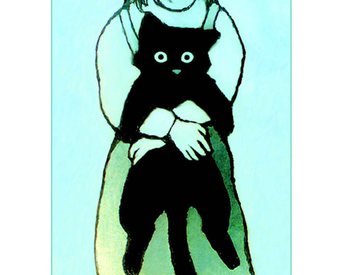 黒猫（美人画・A2サイズ） CAT014_黒猫・少女と猫 イラスト Cat's Eye View 通販 17589694