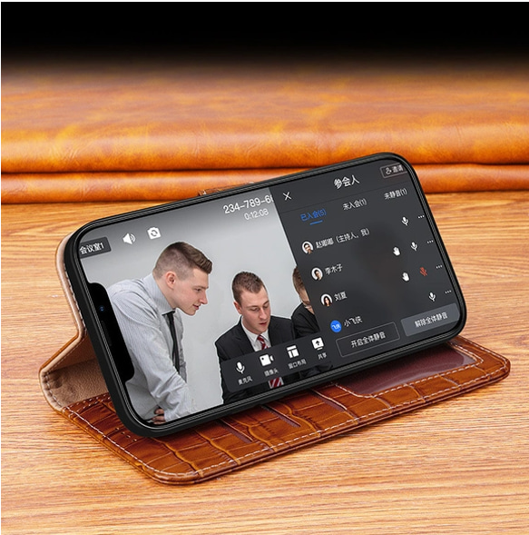 iphone15/14pro/13pro max/12 全機種対応 クロコダイル型押しレザースマホケース 本革 手帳型 7枚目の画像