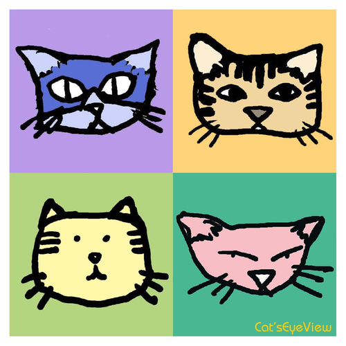 CAT026_4匹の野良猫 イラスト Cat's Eye View 通販 17589753