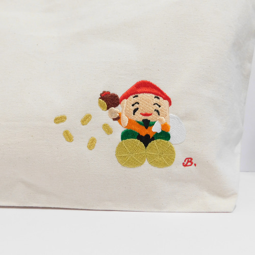 七福神 大黒様の刺繍入りオリジナルトートバッグ トートバッグ blatt 