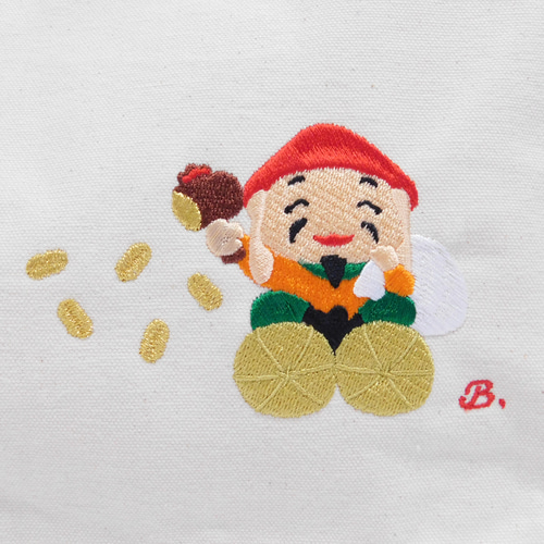 七福神 大黒様の刺繍入りオリジナルトートバッグ トートバッグ blatt 