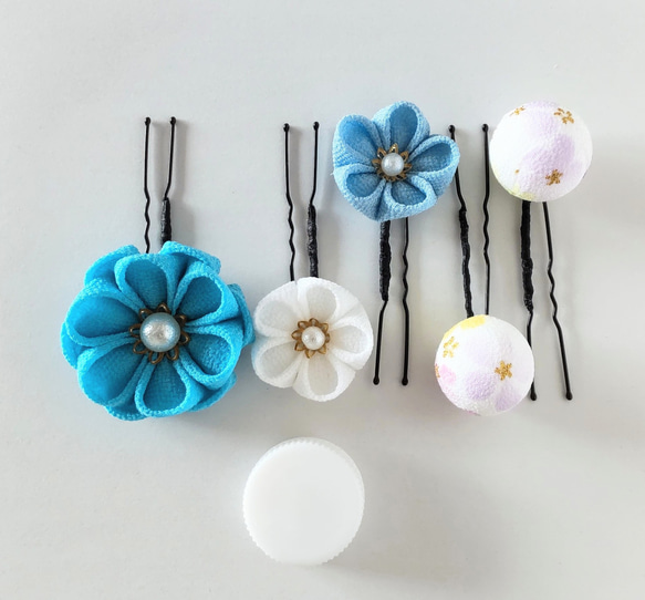 Uピン５本セット ②＊つまみ細工＊髪飾り/七五三/成人式/入学式/卒業式/和装/着物/袴/ 4枚目の画像