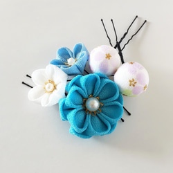 Uピン５本セット ②＊つまみ細工＊髪飾り/七五三/成人式/入学式/卒業式/和装/着物/袴/ 1枚目の画像