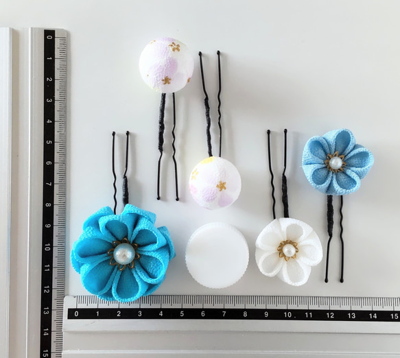 Uピン５本セット ②＊つまみ細工＊髪飾り/七五三/成人式/入学式/卒業式/和装/着物/袴/ 2枚目の画像