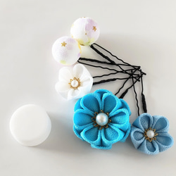 Uピン５本セット ②＊つまみ細工＊髪飾り/七五三/成人式/入学式/卒業式/和装/着物/袴/ 3枚目の画像