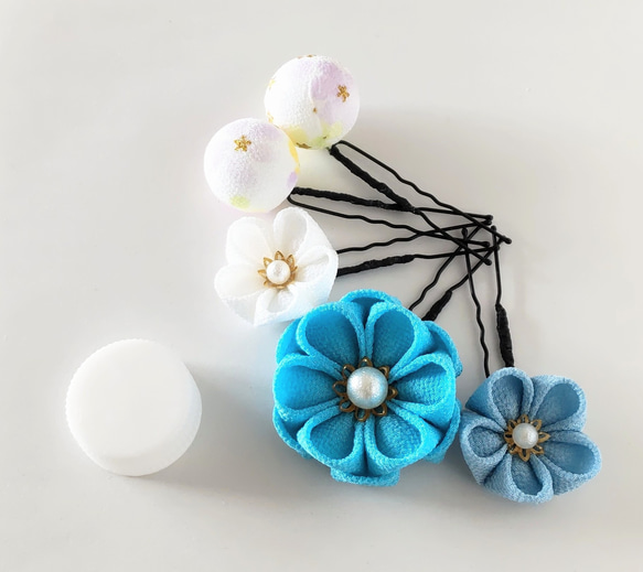 Uピン５本セット ②＊つまみ細工＊髪飾り/七五三/成人式/入学式/卒業式/和装/着物/袴/ 3枚目の画像