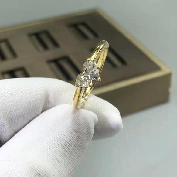 特製ハート モアサナイト ダイヤ リング K18YG