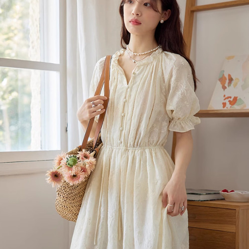 myumyu**ページ オーダー ボリュームフリル袖ワンピース ハンドメイ