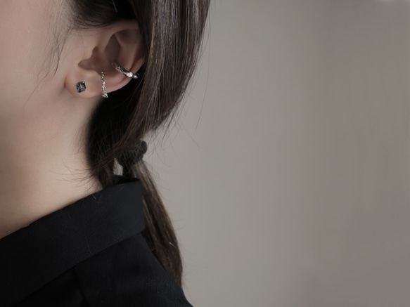 925純銀 赫基蒙水晶 黑閃靈鑽 鎖珠 轉珠 耳環 耳夾 免費送禮包裝 第12張的照片